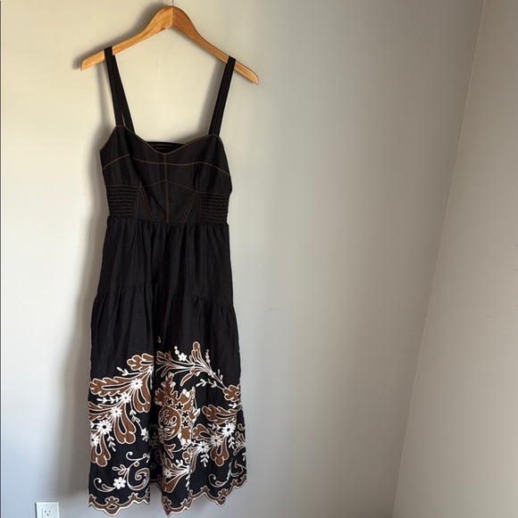 By Anthropologie Appliqué linen blend Midi Dress Medium - Picture 2 of 15